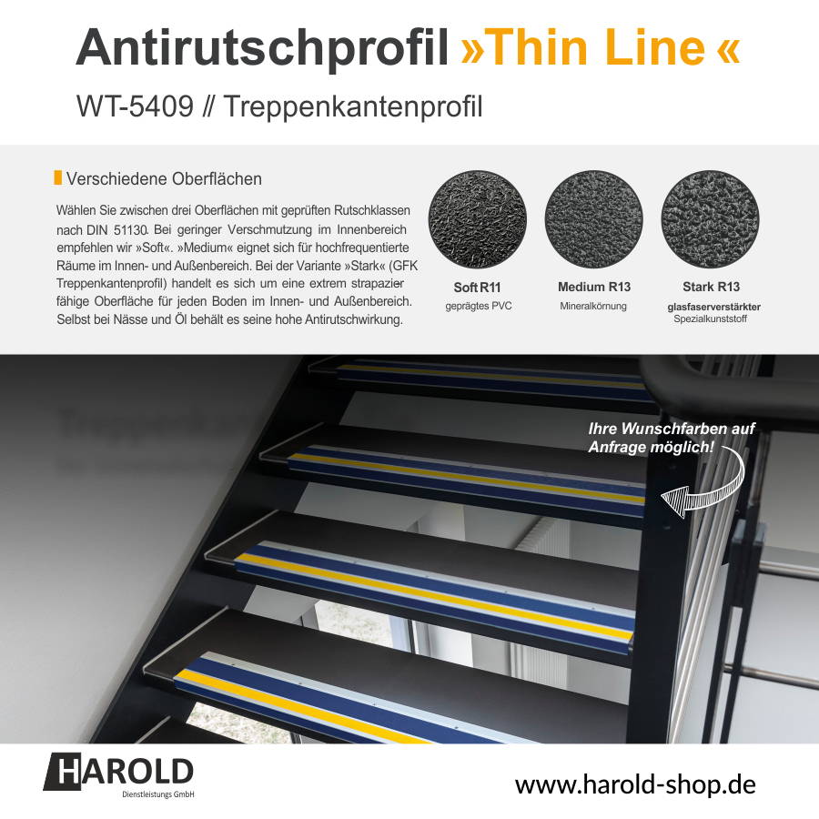 Antirutsch PVC Treppenkantenprofil Winkelprofil Treppenkante VORSICHT STUFE 
