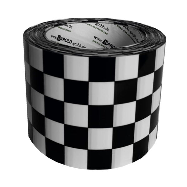 Absperrband RACE Rally Rallye Checkered Tape schwarz-weiß