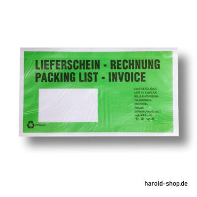 DIN lang grün Versandtaschen Lieferscheintaschen Papier Harold GmbH